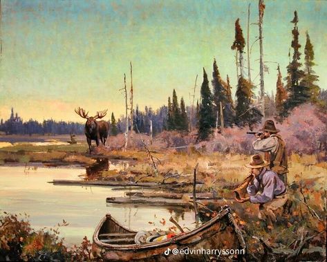 Hunting Painting, Jackson Hole Art, Western Artwork, Hunting Art, Cabin Art, Western Paintings, Sport Art, Wildlife Paintings, Cowboy Art