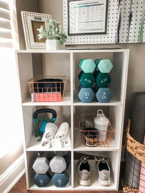 Mini Home Gym, Workout Room Home, Workout Space, Tiny Space, Aesthetic Rooms, Spare Bedroom, Cute Room Ideas, Workout Rooms, Home Gym