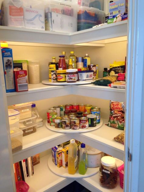 Image result for how to maximize storage in a triangle pantry Desain Pantry Dapur, Pantry Organisation, Desain Pantry, Corner Pantry, Ship Lap, Organized Pantry, Kabinet Dapur, Pantry Makeover, Butcher Blocks