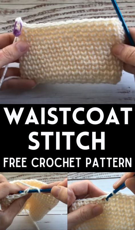 Crochet Waistcoat Stitch Waistcoat Stitch Crochet Tutorials, Waistcoat Stitch Crochet, Waistcoat Pattern, Crochet Waistcoat, Ripple Stitch, Half Double Crochet Stitch, Easy Crochet Stitches, Crochet Tips, Stitch Guide