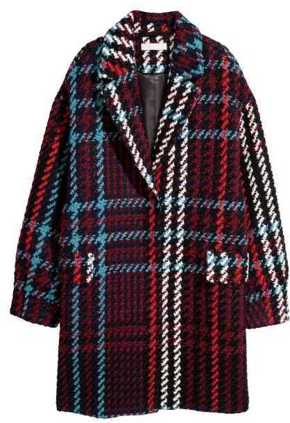 H&M Jacquard-weave Coat#ad#winter woman coat#cozi womancoat Waterfall Leather Jacket, Red Plaid Coat, Tartan Coat, Jacquard Coat, Checkered Coat, Checked Coat, Fitted Coat, Plaid Coat, Red Tartan