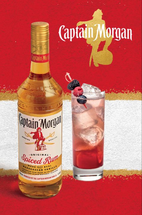 Captain Morgan Drinks, Spiced Rum Drinks, Captain Morgan Spiced Rum, Spiced Cocktail, Captain Morgan, Rum Drinks, Spiced Rum, Recipe Ingredients, Smoothie Drinks