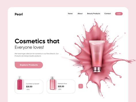 Cosmetic Landing page UX-UI Design by Ghulam Rasool 🚀 for Cuberto on Dribbble Cosmetic Landing Page, Cosmetic Web, Beppu, Design Café, Cosmetics Banner, Creative Web Design, Cosmetic Design, Web Design Trends, Beauty Website