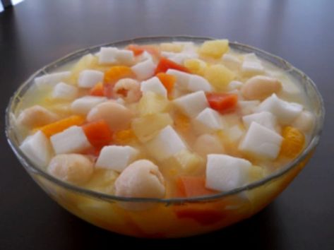 Haupia-Float-Almond-Float Almond Float Recipe, Hawaiian Foods, A Bowl Of Fruit, Hawaiian Desserts, Float Recipes, Bowl Of Fruit, Hawaiian Recipes, Filipino Foods, Coconut Pudding