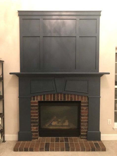 Wood Panel Fireplace Wall Diy, Extended Fireplace Mantle, Wainscotting Around Fireplace, Board And Batten Wall Above Fireplace, Wood Frame Fireplace, Board And Batten Over Fireplace, Fireplace Fronts Ideas, 1940 Fireplace, Wood Framed Fireplace