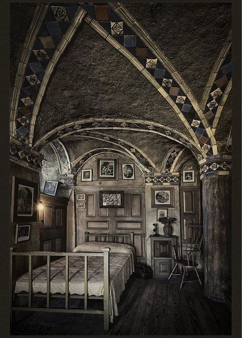 “I feel as if I'm always on the verge of waking... - the written word remains The Book Of Disquiet, Robert Fawcett, Fonthill Castle, Castle Bedroom, Dark Castle, Castles Interior, Abandoned Castles, Fantasy Places, Bedroom Posters