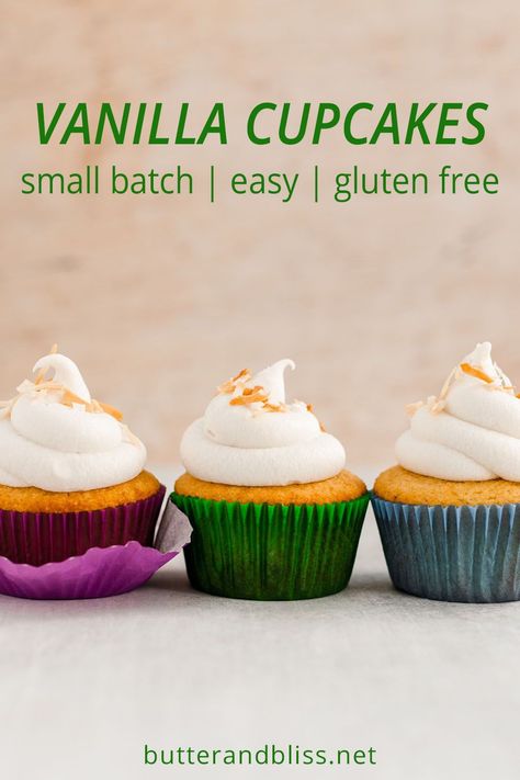 Sugar Free Vanilla Cupcakes, Gluten Free Vanilla Cupcakes, Cupcakes For Two, Small Batch Cupcakes, Cupcakes Gluten Free, Gluten Free Cupcake Recipe, Gluten Free Cupcakes Vanilla, Almond Flour Cakes, Spring Recipes Dessert