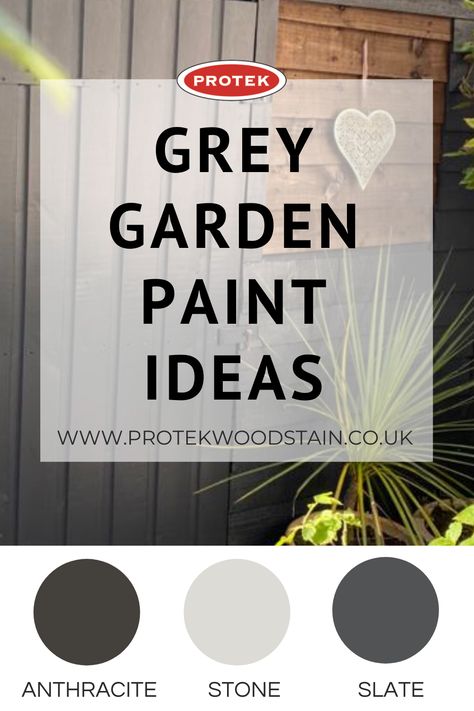 Grey Fence Paint, Outdoor Paint Colors, Grey Fences, Mid Century Chic, Grey Stained Wood, Garden Bbq, Shed Colours, Back Garden Design, Fence Lighting