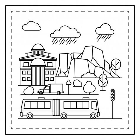 Dibujos para colorear de ciudades para n... | Premium Vector #Freepik #vector #arbol #coche #viajes #libro Yoga Logo, Intuitive Painting, Colouring Books, Coloring For Kids, Coloring Pages For Kids, Kids House, Premium Vector, Banners, Coloring Pages