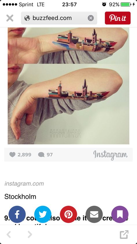 Gorgeous Stockholm skyline tattoo Skyline Tattoo, Stockholm, Tattoo Ideas, Tattoos