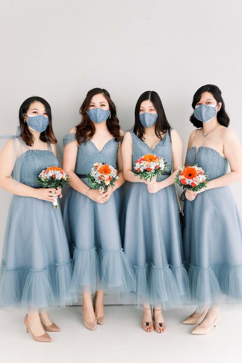 Bridesmaid Dresses Philippines, Bridesmaid Simple, Deck Wedding, Braids Maid Dresses, Garden Chic Wedding, Beach Wedding White, Wedding Philippines, Unique Bridesmaid Dresses, Blue Chiffon Dresses