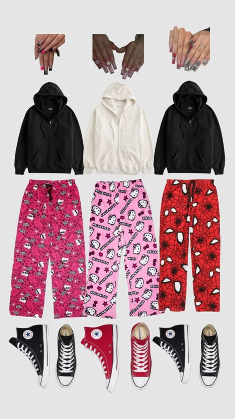 #myfirstshuffle Casual Emo Outfits, Bff Matching Outfits, Bff Matching, Matching Outfits Best Friend, Upcycle Clothes Diy, Hello Kitty Clothes, Cute Pajama Sets, Bff Outfits, Cute Couple Outfits