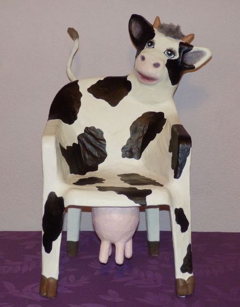 Cursed House Decor, Funny Chandelier, Silly Furniture, Weird House Decor, Cow Furniture, Quirky Chairs, Cow Chair, Weird Chairs, Ugly Furniture