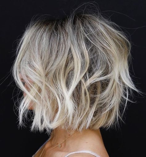 Shaggy Blonde Bob Haircut Choppy Bobs, Blonde Balayage Bob, Ideas Haircut, Medium Bob Haircut, Balayage Bob, Messy Bob Hairstyles, Short Hairstyles Fine, Haircut Blonde, Blond Balayage