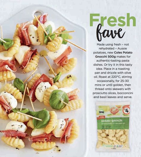 Gnocchi Prosciutto, Gnocchi Appetizer, Bocconcini Skewers, Gourmet Appetizers, Recipes For A Crowd, New Year Eve, Delicious Snacks, Food For A Crowd, Party Food Appetizers