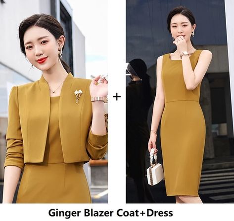 Women Business Suits with 2 Piece Set Blazer Coat and Dress Formal OL Styles Professional Ladies Office Work Wear Blazers _ - AliExpress Mobile Ladies Coat Design Formal, Office Wear Blazer Dress With Suit Collar, Elegant Blazer Dress With Suit Collar For Office Wear, Semi-formal Wool Blazer Dress With Suit Collar, Elegant V-neck Blazer Dress For Office, Semi-formal Office Lady Blazer Dress With Lapel Collar, A Line Dress Formal, Black Suit Dress, Apricot Dress