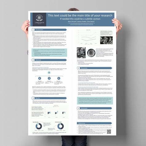 This is a PowerPoint research poster template that could help your present the abstract of your study for example in scientific conference. Hey there, I'm Marc. I'm a student and I've been around the academic poster block a few times. I have spend hours trying to get the right design and layout for poster and so I decided to create this template to save you time, effort, and maybe even a few gray hairs.  Specs : ‣ Size : Portrait (vertical) A0 format : (84.1cm x 118.9cm or 33.1 inches x 46.8 inches) ‣ Formats : PowerPoint (.PPTX file) ‣ Dummy text with comprehensive recap and tips on how to write an academic poster  So go ahead, take a break from the research poster struggle and let me help you get to your destination faster. On your way I almost guarantee that you'll get a laugh from my i A0 Poster Design, Research Template Design, Research Poster Ideas, Research Paper Design, Research Poster Design Layout, Academic Poster Design, Academic Research Poster, Scientific Research Poster, Research Layout