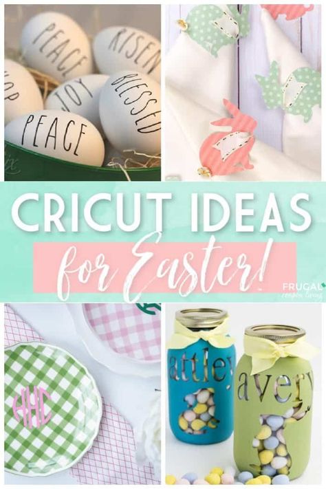 Easter Mason Jar Crafts, Easter Teacher Gifts, Cricut Project Ideas, Easter Cricut, Easter Mason Jars, Easter Treat Bags, Easter Napkins, Crafts Holiday, Easter Egg Crafts