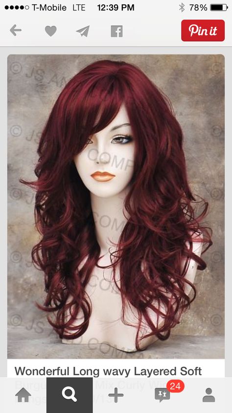 Haircut Deep Burgundy Hair Color, Deep Burgundy Hair, Burgundy Hair Color, Women Wigs, Hair Color Burgundy, Protective Style, Burgundy Hair, Side Bangs, Deep Burgundy