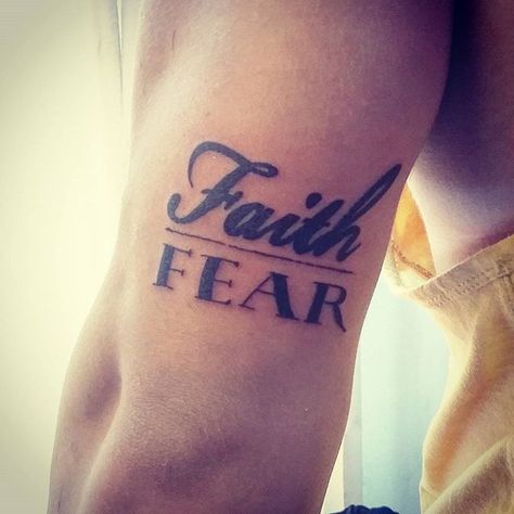 Faith Over Fear Tattoo Men, Faith Over Fear Tattoo, Fear Tattoo, Arm Tattoos For Guys Forearm, Faith > Fear, Faith Tattoo, God Tattoos, Arm Tattoos, Arm Tattoos For Guys