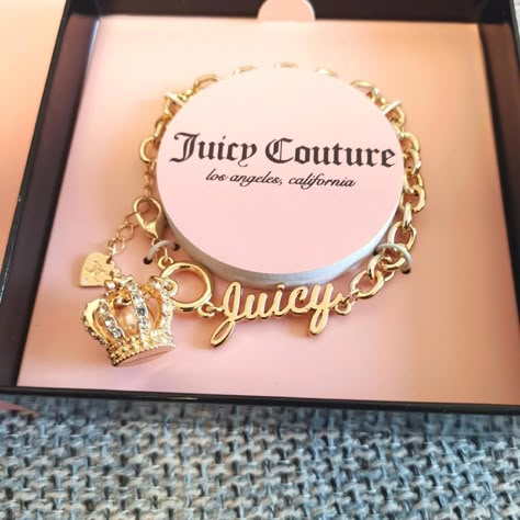 Juicy Couture Jewelry | Vintage Juicy Couture Silver Charm | Color: Gold | Size: Os Juicy Bracelet, Juicy Charms, Kids Charm Bracelet, Xoxo Jewelry, Juicy Couture Charms Bracelet, Bracelet Gift Box, Juicy Couture Bracelet, Juicy Couture Tracksuit, Vintage Juicy Couture