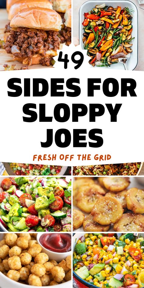 Looking for Sloppy Joe sides? We have nearly 50 ideas! These sides for Sloppy Joes range from creamy potato and pasta salads to crisp and refreshing veggies to fries and so much more. It’s the ultimate list of sides for Sloppy Joes! Sloppy Joe Salad, Side Dishes For Sloppy Joes Meals, Sloppy Joe Meals Sides, Sides To Go With Sloppy Joes, Sides For Sloppy Joes Meals, What To Serve With Sloppy Joes, Sloppy Joes Sides, Side Dishes For Sloppy Joes, Sides For Sloppy Joes