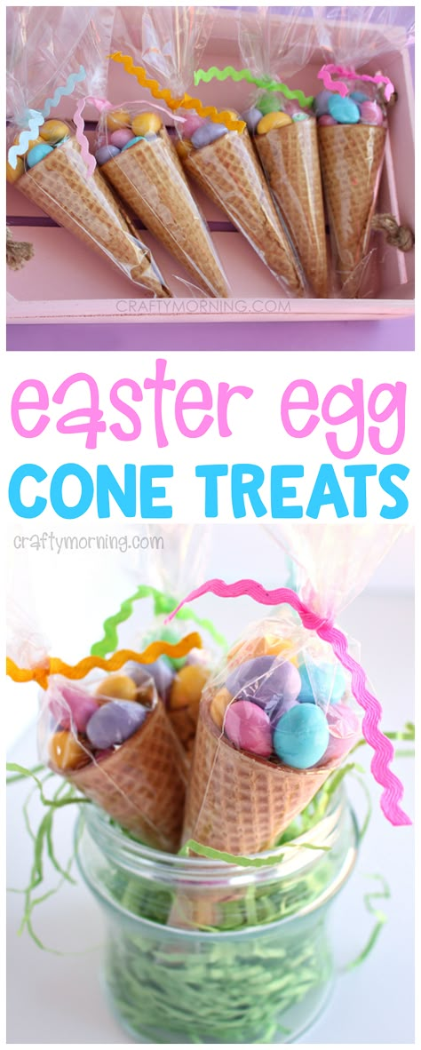 Cone Treats, Easter Egg Treats, Easter Treat Bags, Easter Gift Bags, Easter Snacks, Classroom Idea, Easter Gift Tag, Personalized Easter Gifts, Easter Egg Basket