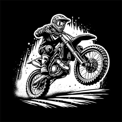 A black and white poster of a motorcycle... | Premium Vector #Freepik #vector #biker-illustration #motorcycle-illustration #motocross-illustration #biker-logo Biker Illustration, Biker Logo, Motorcycle Illustration, Motorcycle Logo, White Poster, Biker T Shirts, Motorcycle Riders, Black And White Posters, Vintage Motorcycles