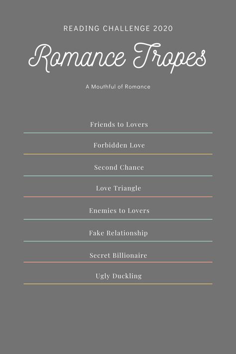 I love all kinds of different romance tropes. I thought making a reading challenge of some of the different tropes would be fun. Book Titles Ideas Wattpad, Romance Tropes, Writing Romance Novels, Writing Plot, Writing Romance, Writing Dialogue Prompts, Creative Writing Tips, Essay Writing Skills, Writing Motivation