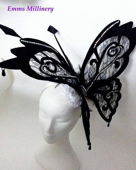 Butterfly Fascinator by Emms Millinery #butterfly #lace #fascinator #hatinator #ascot #ascot hats #millinery #fascinator #racing fashion #race wear #statement hats Lace Fascinator, Butterfly Fascinator, Racing Fashion, Butterfly Lace, Butterfly Fashion, Race Wear, Ascot Hats, Fascinator Hats, Bob Wigs