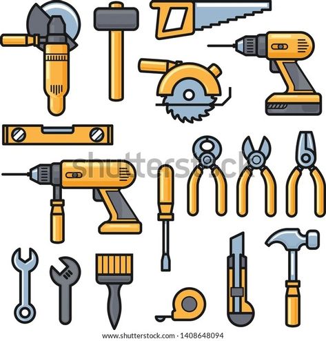 Construction Tools Drawing, Cartoon Tools, Library Preschool, Prop Modeling, Cnc Logo, Frozen Elsa Cake Topper, Geometrical Prints, Doberman Tattoo, Erik The Red