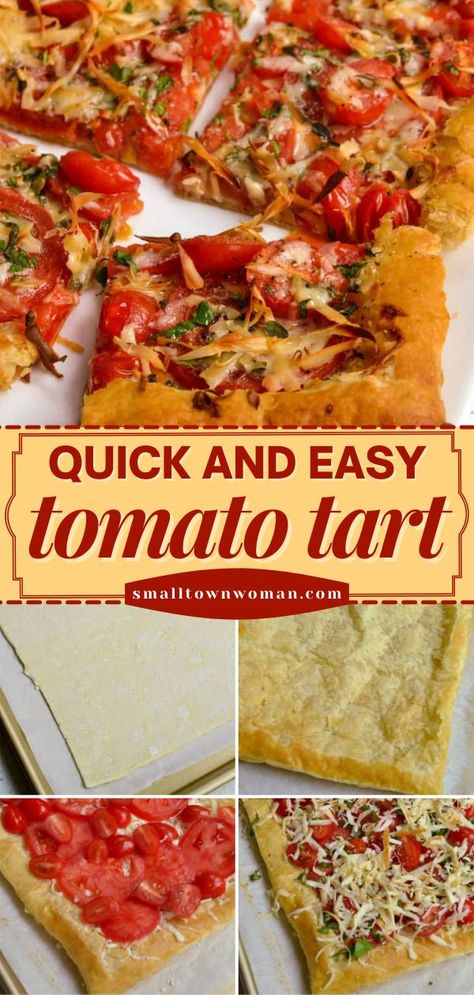 TOMATO TART, Summer recipes, snack ideas Tomato Tart Puff Pastry, Easy Tomato Tart, Tomato Tart Recipe, Tomato Tart, Tomato Pie, Summer Recipe, Frozen Puff Pastry, Tart Recipe, Easy Appetizer Recipes