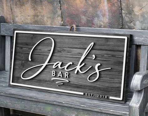 Excited to share the latest addition to my #etsy shop: Custom Wooden Bar, Pub and Restaurant Sign, Personalized Man Cave Sign, Home Bar Sign, Pallet Sign, Bar Wall Decor, Welcome Sign, Bar Sign https://etsy.me/3dLlJv1 #rectangle #no #unframed #garage #artdeco #wood #ab Wooden Bar Signs, Cricut Bar Signs, Home Bar Sign Ideas, Man Cave Signs Wooden, Layered Signage, Outdoor Bar Signs, Diy Bar Sign, Bar Sign Ideas, Bar Signs Diy