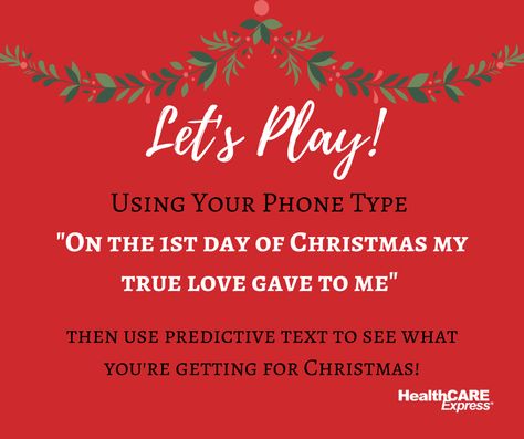 Predictive text game! Find out what you're getting for #Christmas! Predictive Text Game, Christmas Group Games, Facebook Group Games, Text Games, Predictive Text, Facebook Engagement Posts, Engagement Posts, Body Shop At Home, Facebook Engagement