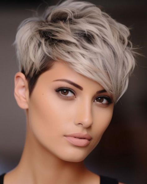 Haircuts Trending, Cute Pixie Haircuts, Pixie Haircut For Thick Hair, Edgy Short Hair, Short Choppy Hair, Short Layered Haircuts, Edgy Hair, Pixie Haircuts, Short Pixie Haircuts