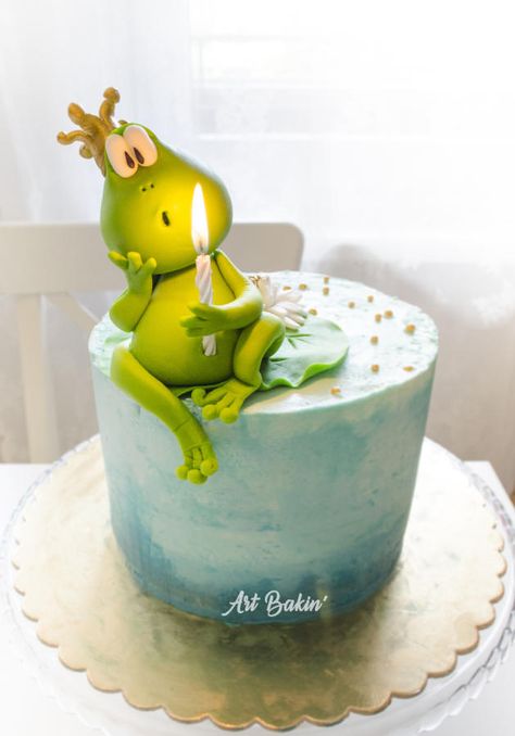 FrogCake by Art Bakin Modeling Chocolate Figures, Mini Torte, Animal Cakes, Modeling Chocolate, Baby Cakes, Fondant Figures, Novelty Cakes, Birthday Cake Kids, Fancy Cakes