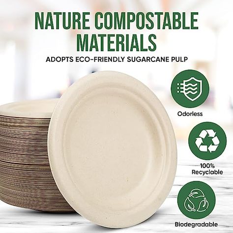 Compostable Plates 6-125-Pack Compostable Plates, Small Bakery, Bakery Packaging, Food Box, Disposable Plates, Dessert Plates, Paper Plate, Post Design, Dessert Plate