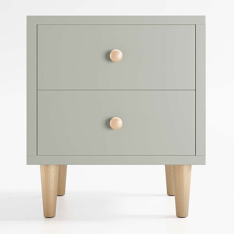 Nursery Nightstand, Modern Kids Bedroom Furniture, Engineered Wood Siding, Green Nightstands, Kids Bedside Table, Kids Twin Bed, Scandinavian Farmhouse, Bookcase With Drawers, Modern Kids Bedroom