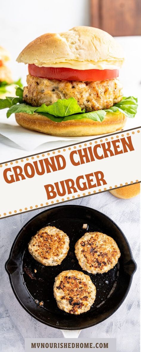 Chicken Burger Recipe Healthy, Easy Chicken Burger Recipe, Ground Chicken Recipes Healthy, Grill Burgers, Chicken Burger Recipe, Ground Chicken Burgers, Chicken Hamburger, Chicken Burgers Recipe, Burger Seasoning