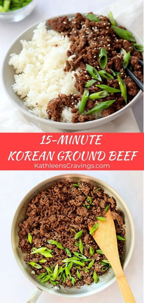 Ground Beef Bowls, Rice Ideas, Korean Sauce, Beef Dinner Recipes, Korean Ground Beef, Ground Beef And Broccoli, Ground Beef And Rice, Ground Beef Dinner, Dinner Recipes With Ground Beef