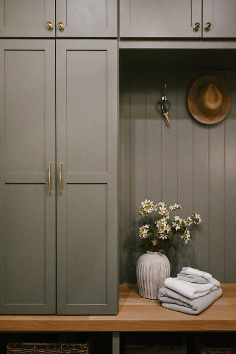 DIY Laundry Room to Mudroom Conversion — Nest Out West Mudroom Cabinet Colors, Mudroom Paint Colors, Mudroom Colors, Mud Room Colors, Mudroom Ideas Diy, Mudroom Paint Color, Laundry Quotes, Narrow Laundry, Laundry Room Decor Ideas