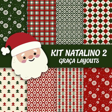 KIT NATALINO 2 GRÁTIS PARA BAIXAR - Graça Christmas Scrapbook Paper, Christmas Digital Paper, Christmas Journal, Christmas Patterns, Christmas Scrapbook, Digital Scrapbook Paper, Kit Digital, Christmas Paper, Printable Designs