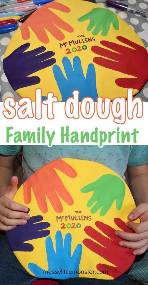 Salt dough handprints. Family handprint art. A fun salt dough project for families with salt dough recipe. Family Handprints, Salt Dough Handprints, Tree Paper Craft, Salt Dough Projects, Family Handprint, Dough Crafts, Family Hand Prints, Salt Dough Crafts, Diy Paper Art