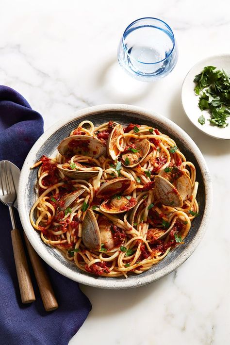 Recipe: Linguine With ‘Nduja and Clams - WSJ Nduja Recipe, Linguine With Clams, Nyt Recipes, Journal Recipes, Linguine And Clams, Seafood Pasta Recipes, Shell Game, Spicy Sausage, Perfect Pasta