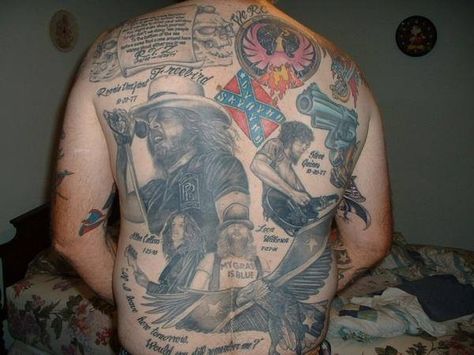 I don't even know where to begin..... Lynyrd Skynyrd Tattoo, Full Back Tattoo, Lynyrd Skynyrd Band, Ronnie Van Zant, Fan Tattoo, Full Back Tattoos, Flag Tattoo, Lynyrd Skynyrd, Southern Rock