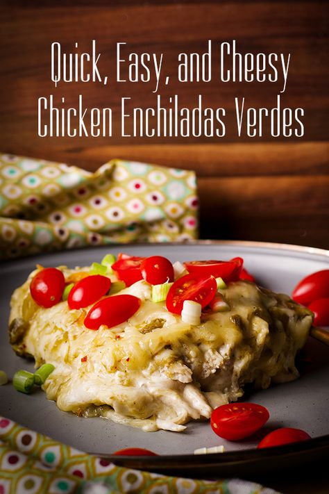 These super cheesy enchiladas requires 6 ingredients, 1 bowl, 1 pan, and about 15 minutes of your time. The perfect weeknight comfort food. #quick #easy #recipe #enchiladas #chicken #cheesy | alittleandalot.com Chicken Verde Enchiladas, Healthy Fried Chicken Recipes, Recipe Enchiladas, Verde Enchiladas, Chicken Enchiladas Verde, Enchiladas Chicken, Easy Chicken Enchiladas, Healthy Fried Chicken, Chicken Verde