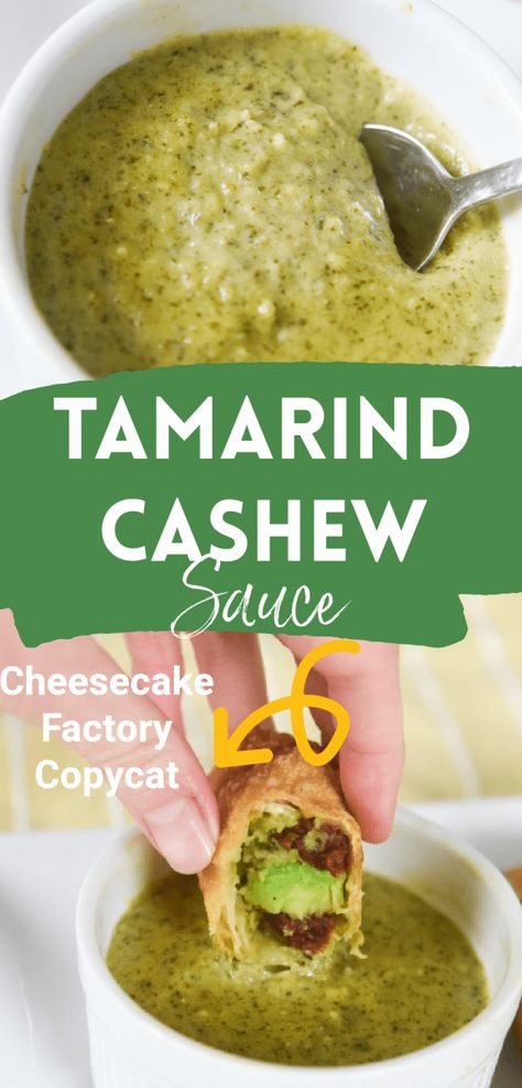 Cashew Tamarind Cilantro Dipping Sauce, Tamarind Cashew Dipping Sauce Recipe, Cheesecake Factory Tamarind Cashew Sauce, Tamarind Cashew Dipping Sauce, Thai Cashew Sauce, Cashew Sauce Recipes, Cashew Dipping Sauce, Tamarind Bbq Sauce, Tamarind Sauce Recipe