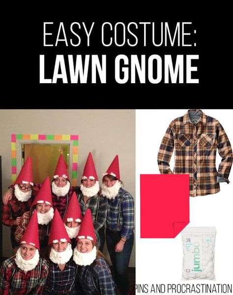 Last Minute Diy Halloween Costumes, Garden Gnomes Costume, Costumes For Work, Gnome Costume, Halloween Merch, Lawn Gnome, Halloween Costumes For Work, Easy Diy Costumes, Homemade Halloween Costumes