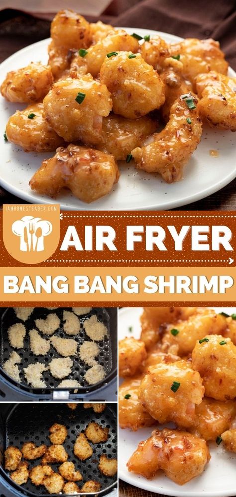 Air Fryer Bang Bang Shrimp, Bang Bang Shrimp Recipe, Bang Bang Sauce, Air Fryer Fish, Bang Bang Shrimp, Cooks Air Fryer, Air Fried Food, Air Fryer Oven Recipes, Air Fry Recipes