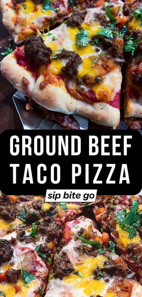 Easy Ground Beef Pizza Recipe (Taco Style) Recipe Fiesta Pizza Recipe, Pizza Hut Taco Pizza, Ground Beef Pizza, Taco Bell Menu, Taco Bell Pizza, Yellow Cornbread, Fiesta Recipes, Beef Pizza, White Pizza Sauce